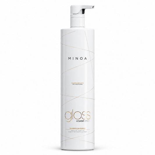 Minoa Gloss Crystal Effect – Shampoing clarifiant avant traitement 1 L – flacon sur fond blanc