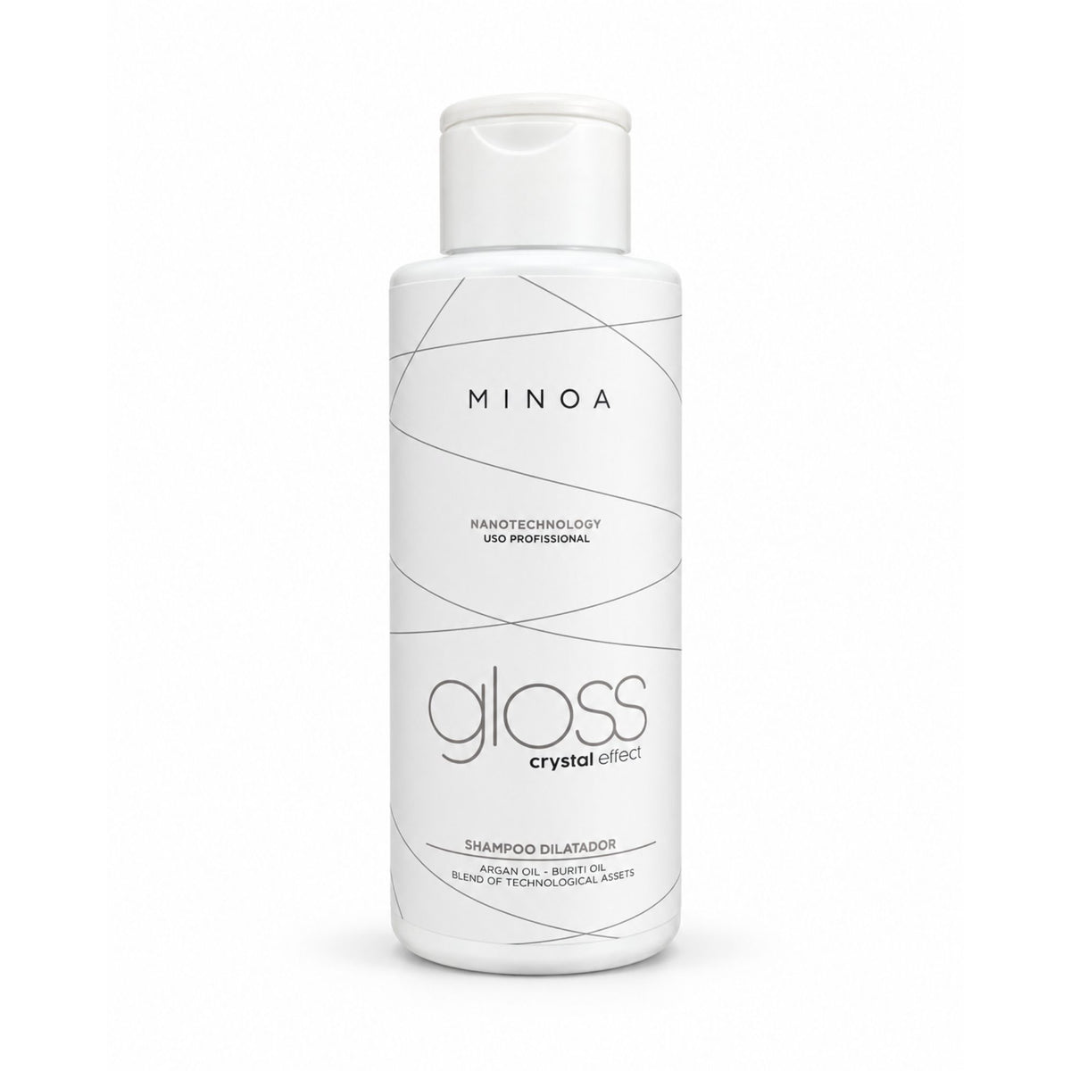 Minoa Gloss Crystal Effect – Shampoing clarifiant avant traitement 120 ml – flacon sur fond blanc