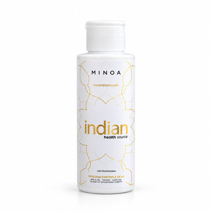 Masque contrôle pH Minoa Indian Health Source, flacon 120 ml sur fond blanc