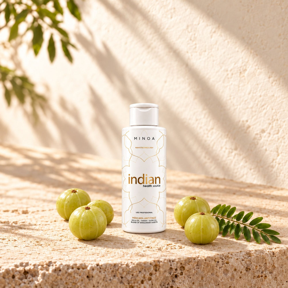 Soin lissant Minoa Indian Health Source Organic Protein, flacon 120 ml avec fruits d’amla