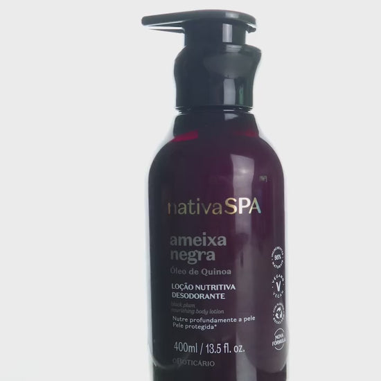 Lotion Hydratante Corps Nativa Spa Ameixa Negra O Boticário en présentation